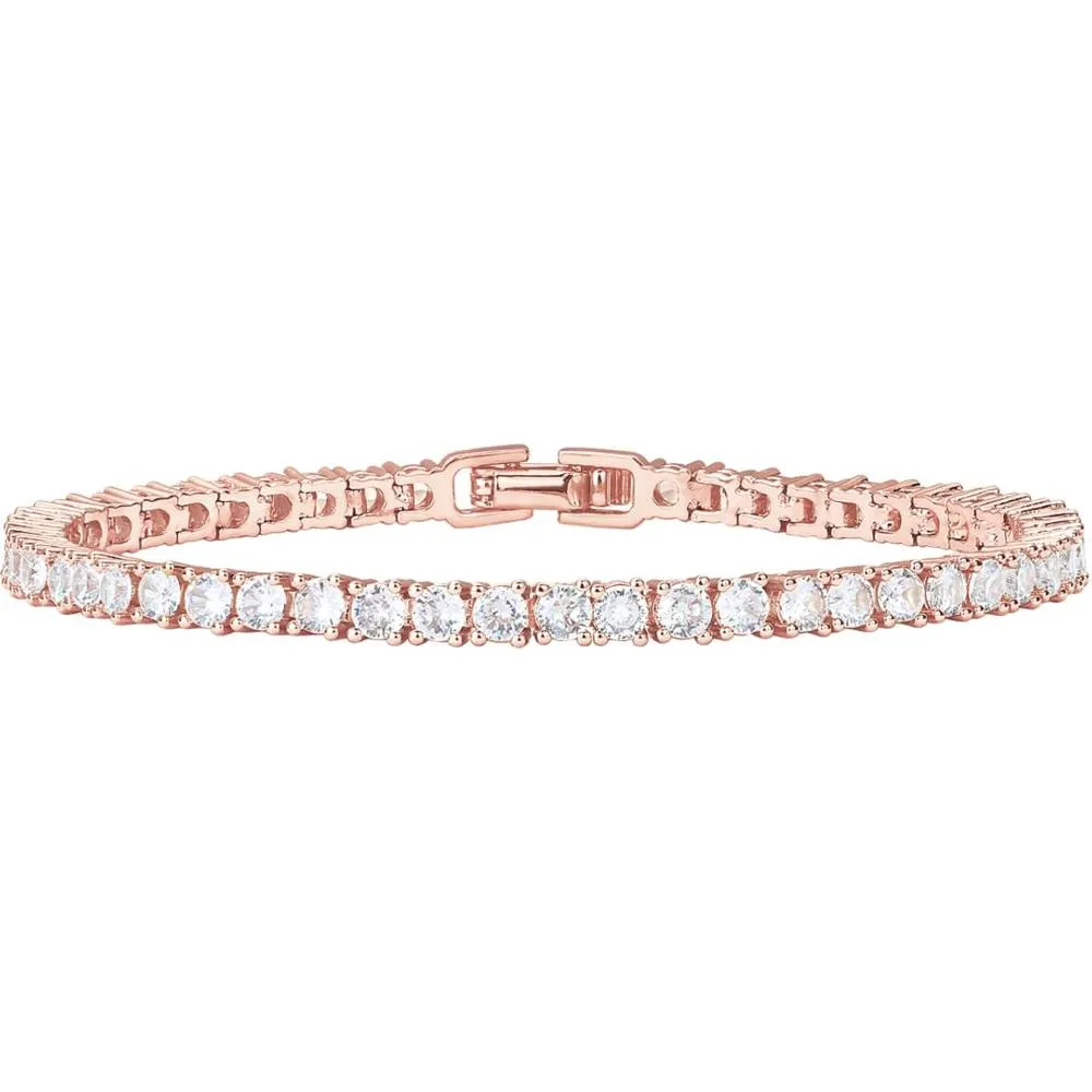 PAVOI 14K Gold Plated 3mm Cubic Zirconia Classic Tennis Bracelet | Gold Bracelets for Women | Size 6.5-7.5 Inch | Multiple Colors and Sizes
