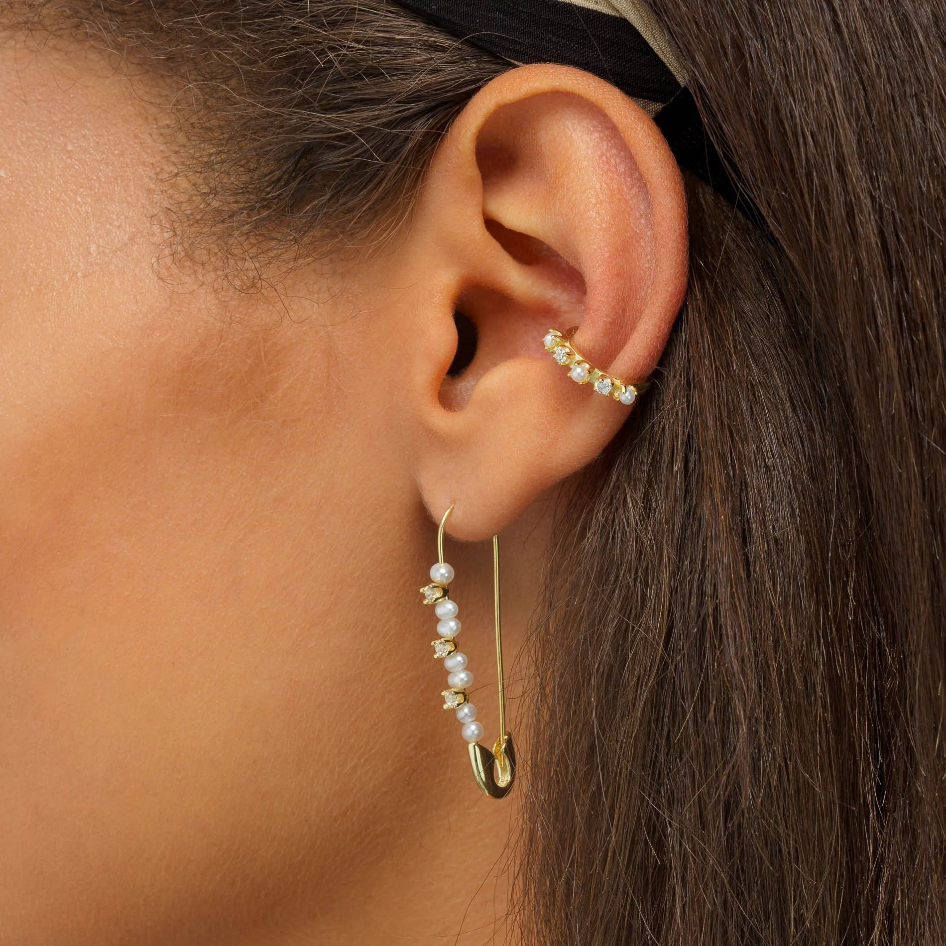 Pearl CZ Ear Cuff Combo Set