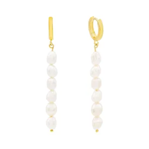 Pearl Dangling Bar Huggie Earring