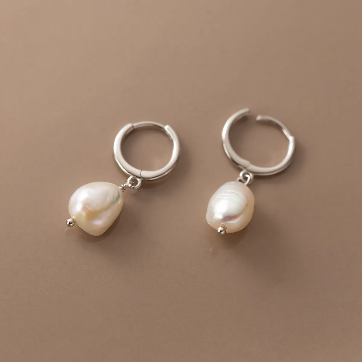 Pearl Drop Huggie Earrings-SH065