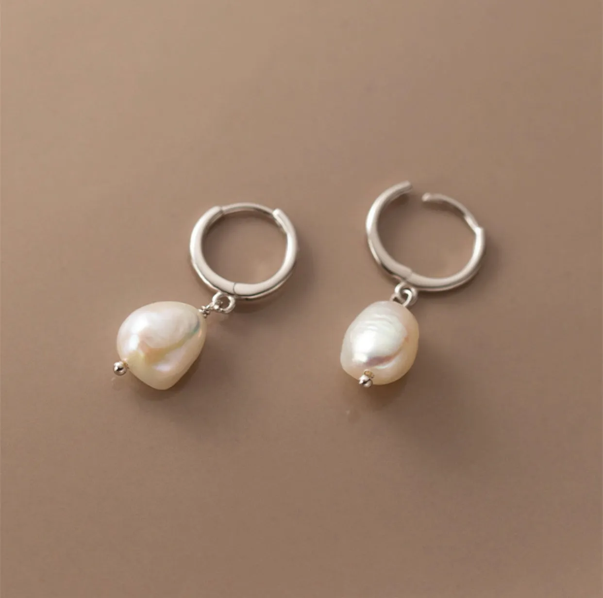 Pearl Drop Huggie Earrings-SH065