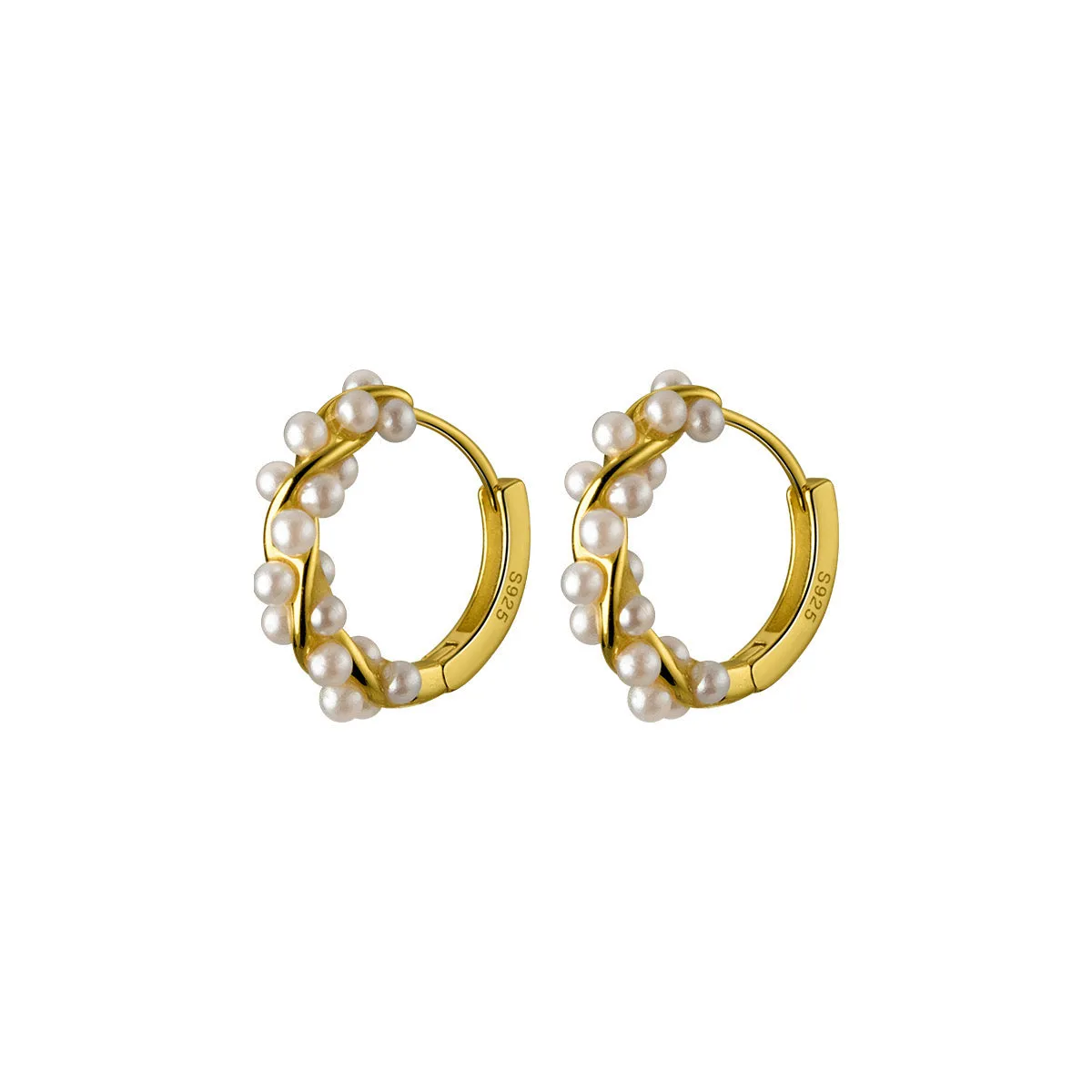 Pearl Wreath Huggies Earrings-SH078
