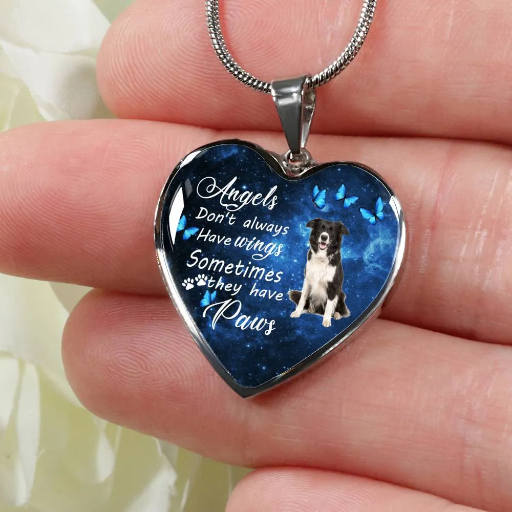 Pet Memorial Necklace, Dog Remembrance Necklace,  Border Collie