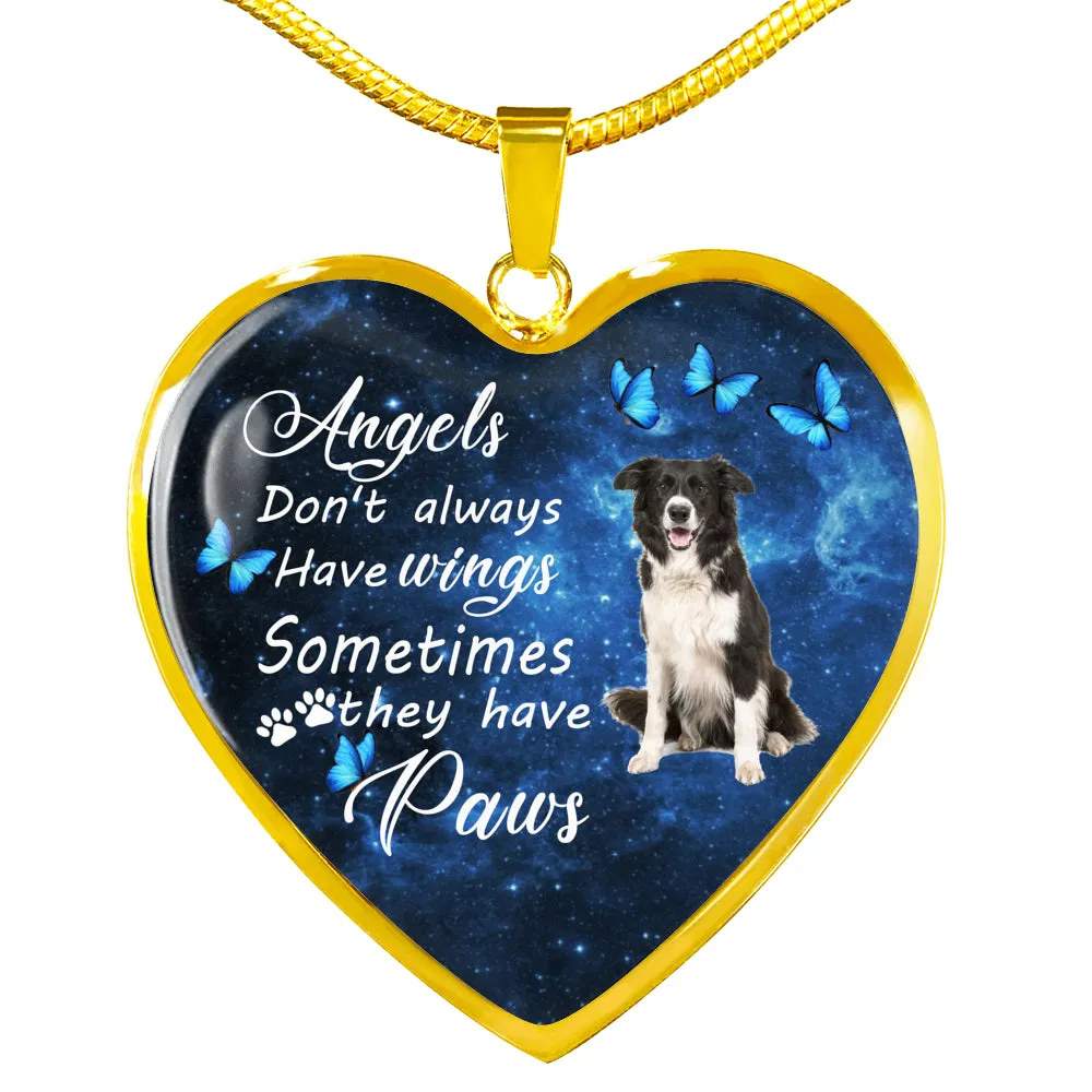 Pet Memorial Necklace, Dog Remembrance Necklace,  Border Collie