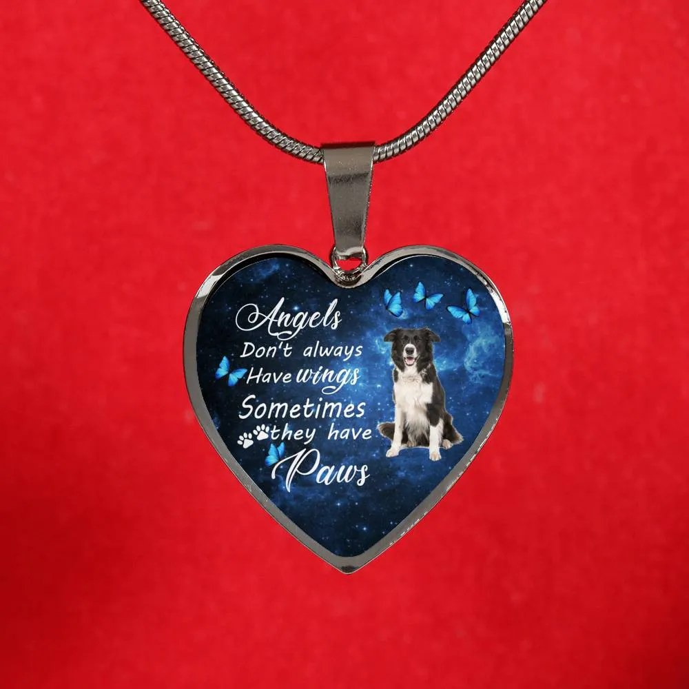 Pet Memorial Necklace, Dog Remembrance Necklace,  Border Collie