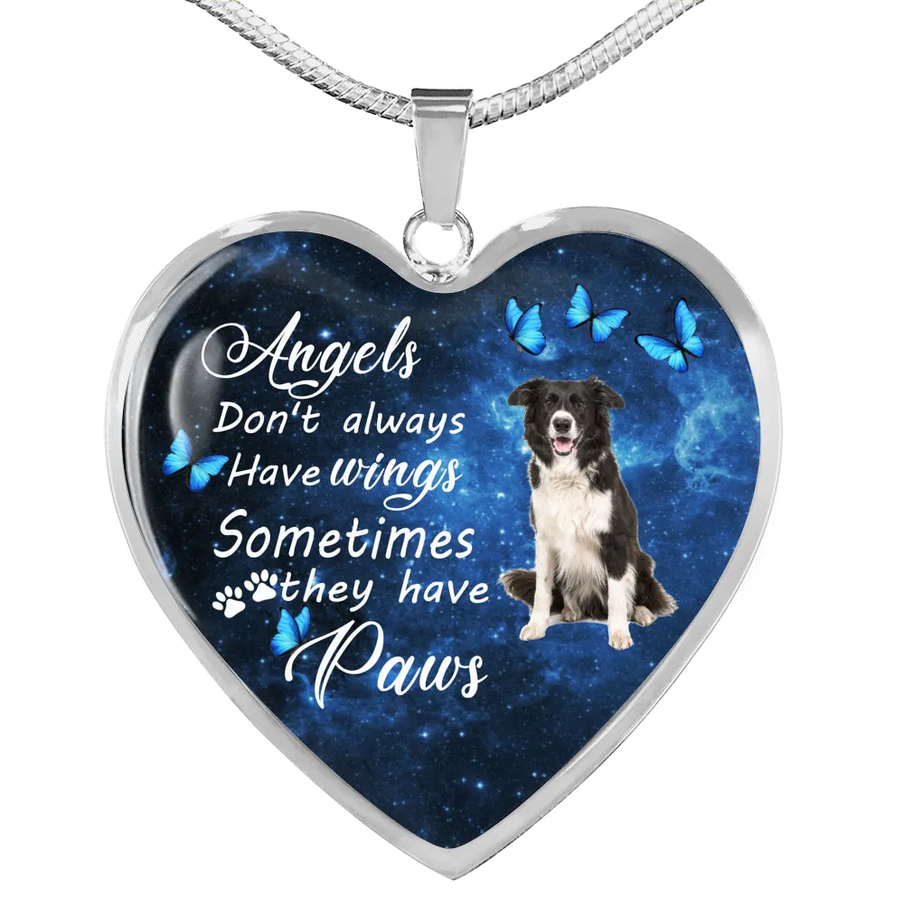 Pet Memorial Necklace, Dog Remembrance Necklace,  Border Collie