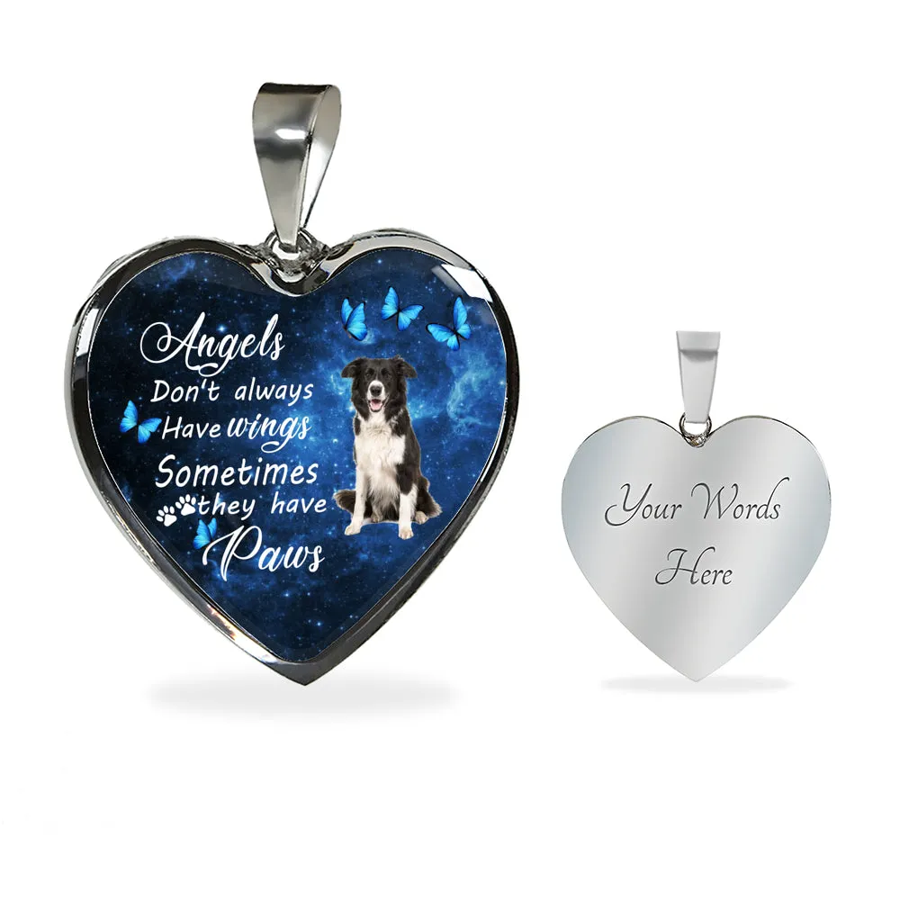Pet Memorial Necklace, Dog Remembrance Necklace,  Border Collie