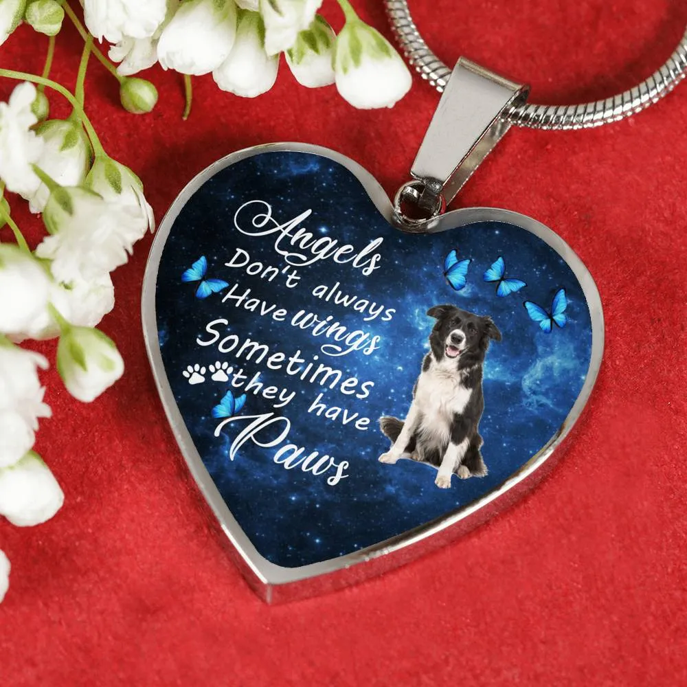 Pet Memorial Necklace, Dog Remembrance Necklace,  Border Collie