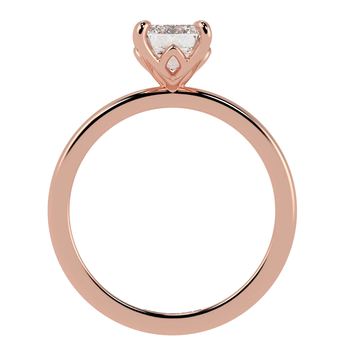Petal Set Emerald Solitaire Engagement Ring