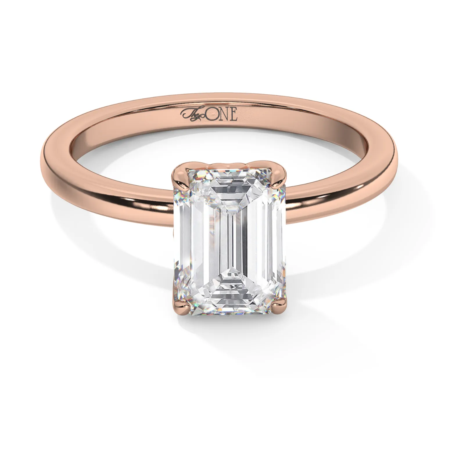 Petal Set Emerald Solitaire Engagement Ring