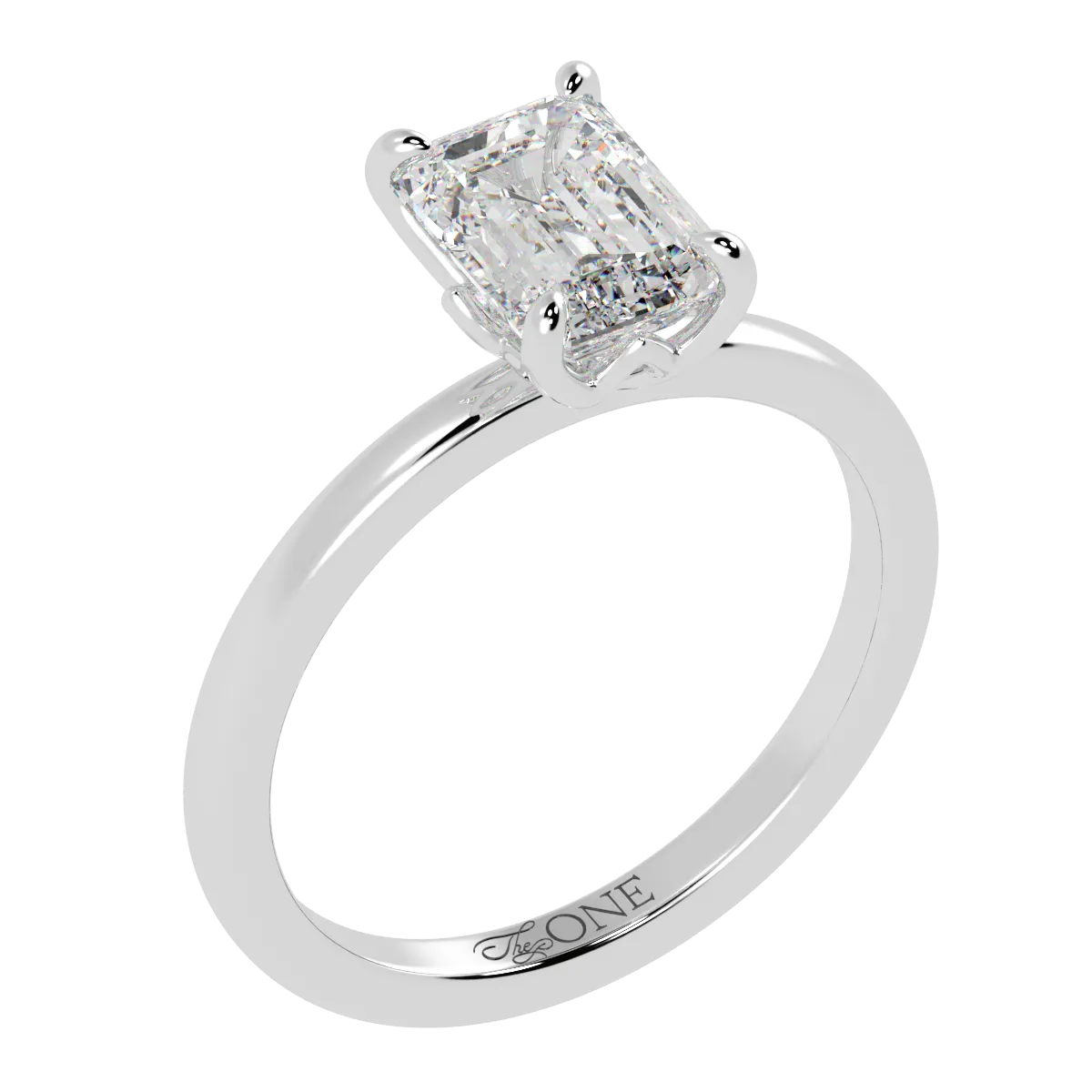 Petal Set Emerald Solitaire Engagement Ring