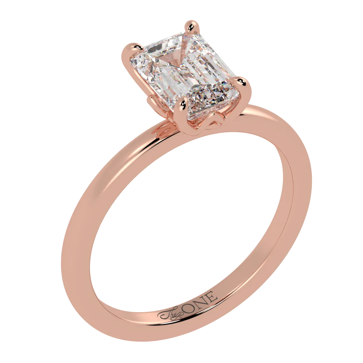 Petal Set Emerald Solitaire Engagement Ring