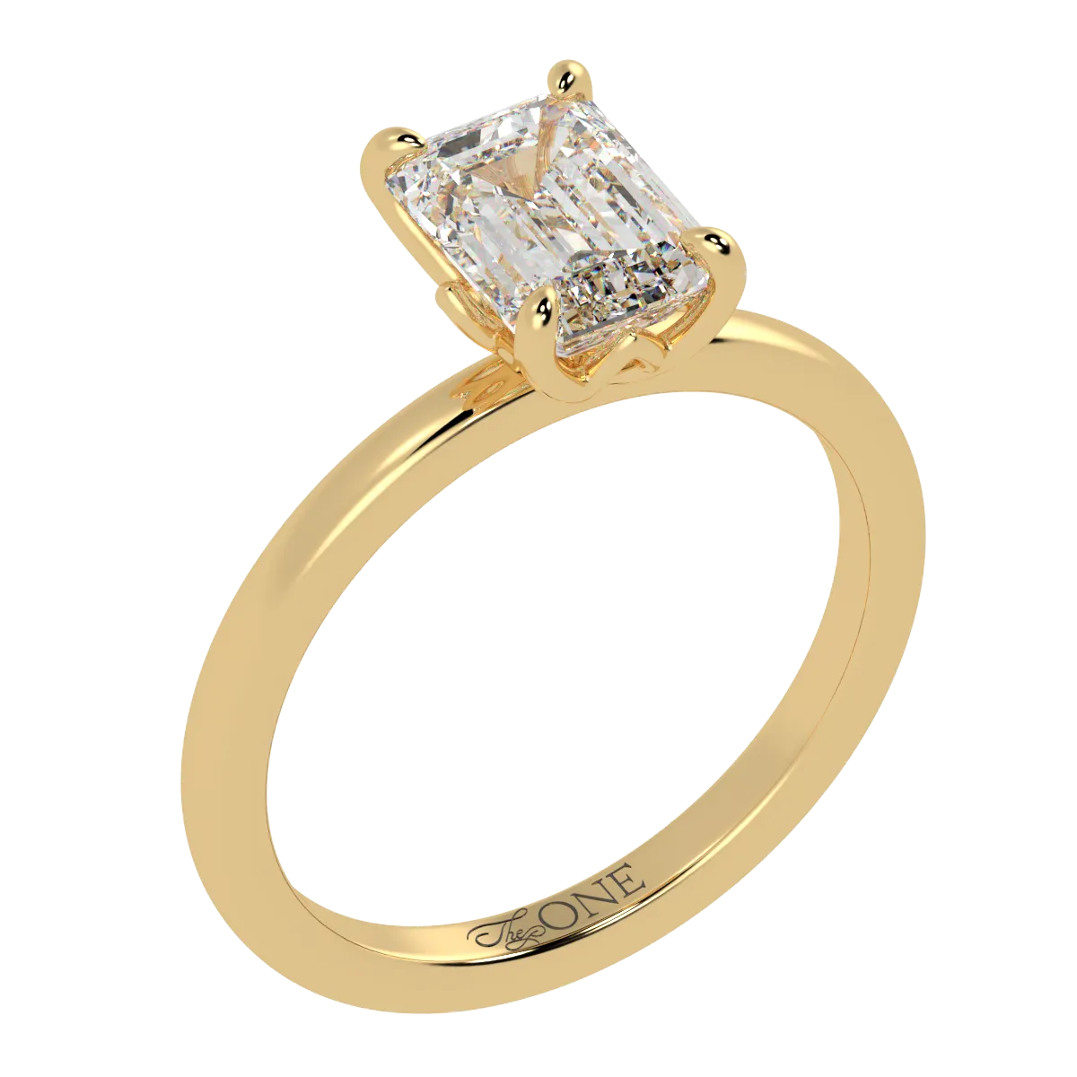 Petal Set Emerald Solitaire Engagement Ring