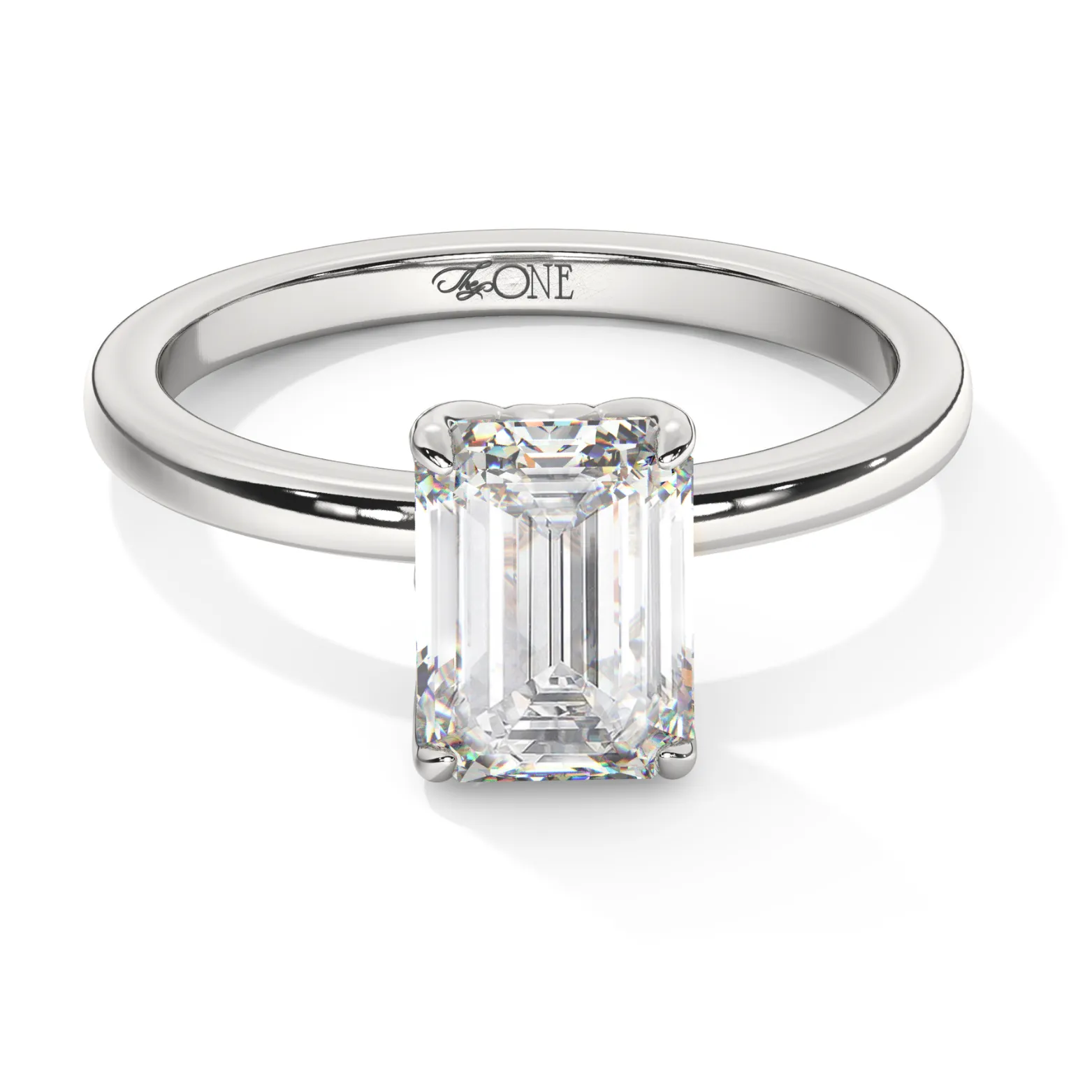 Petal Set Emerald Solitaire Engagement Ring