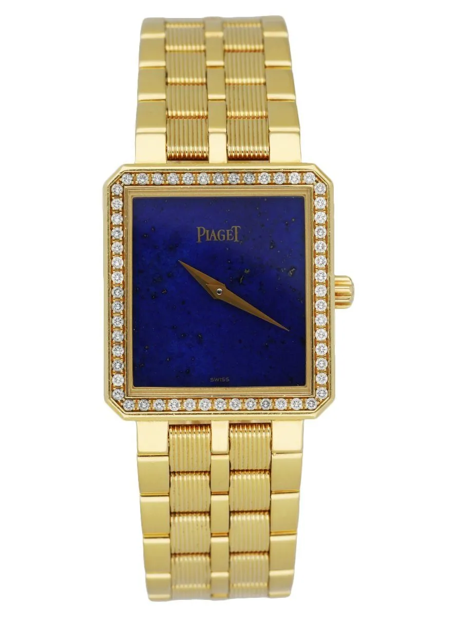 Piaget 50155 M601D Lapis Dial 18K Yellow Gold Diamond Bezel Set Ladies Watch