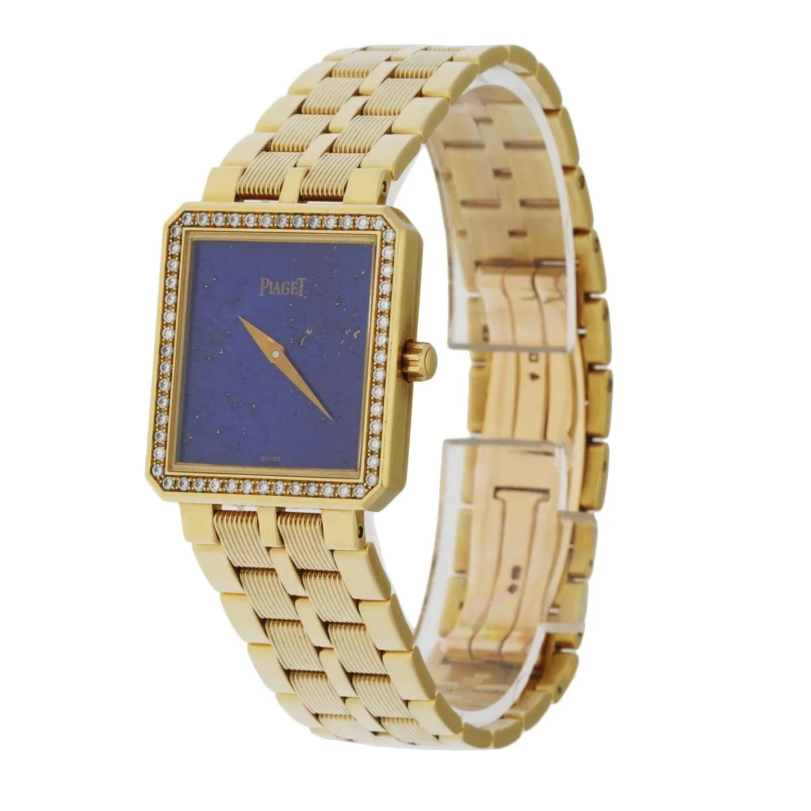 Piaget 50155 M601D Lapis Dial 18K Yellow Gold Diamond Bezel Set Ladies Watch