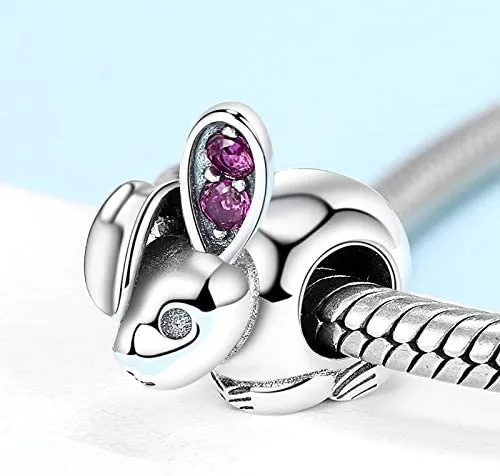 Pink Crystal Rabbit Bunny Bead Charm