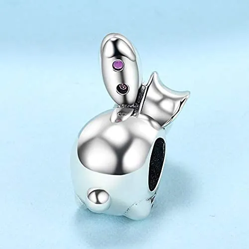Pink Crystal Rabbit Bunny Bead Charm
