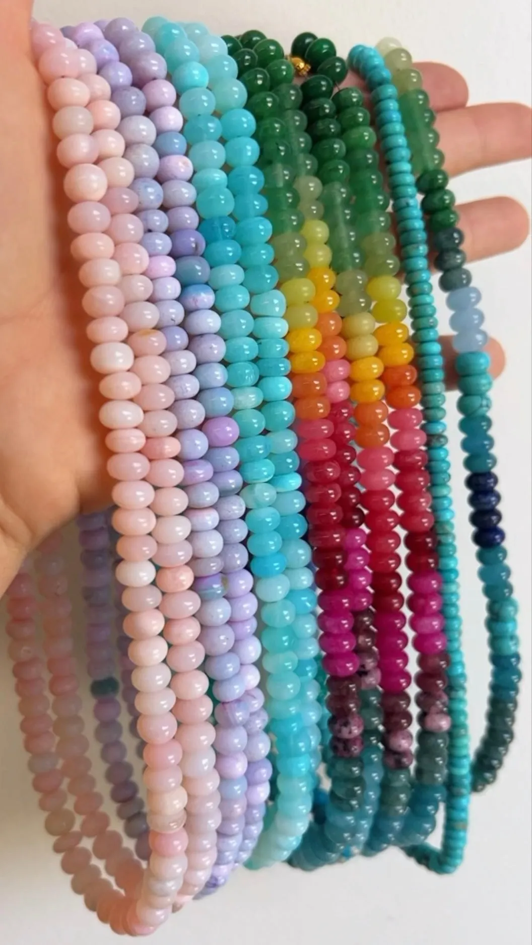 Pink opal bead necklace