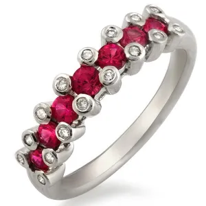 Pink Sapphire And  Diamond Ring, 18k White Gold