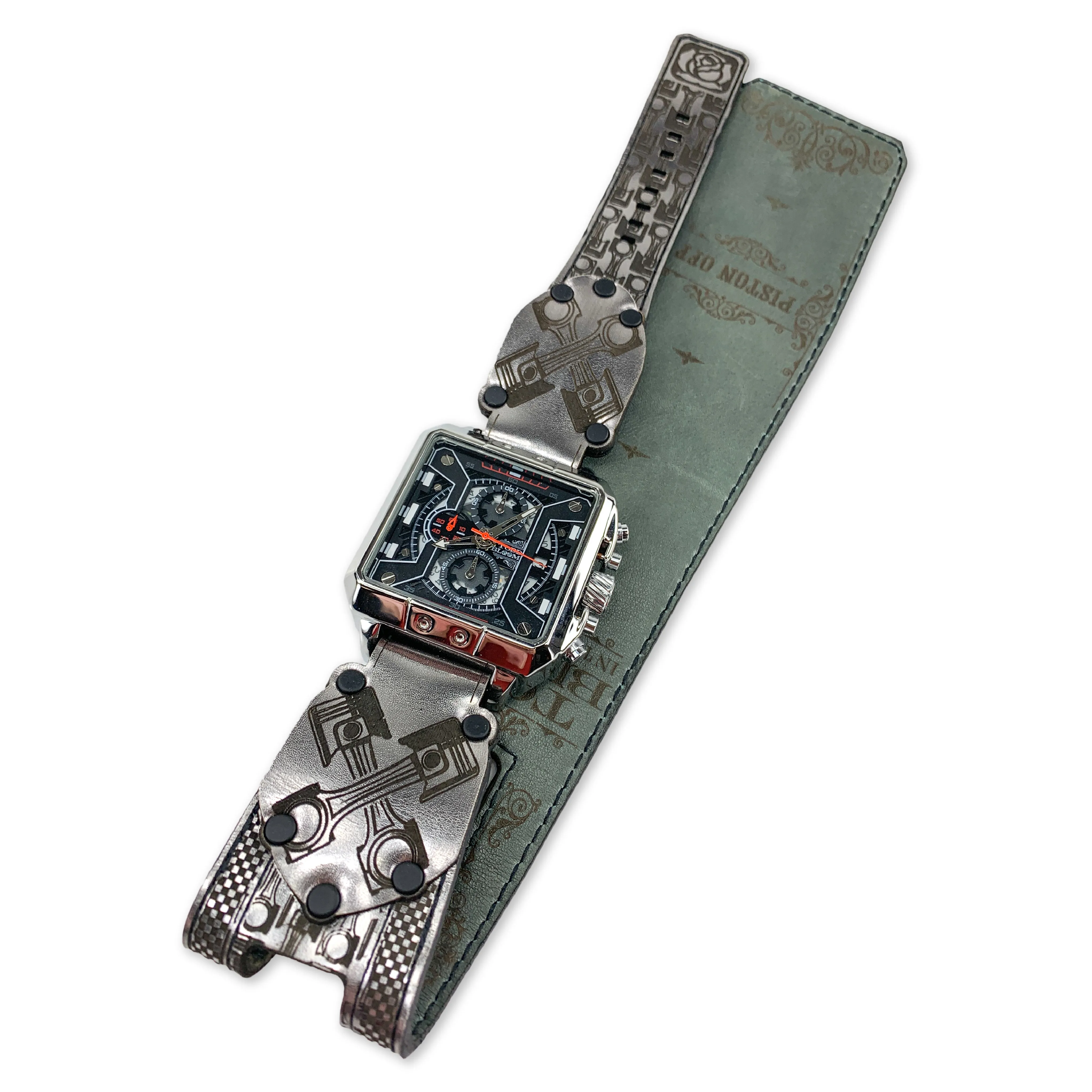 PISTON OFF IX-MENS HAND MADE-FULL GRAIN LEATHER-WATCH