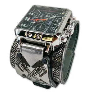 PISTON OFF IX-MENS HAND MADE-FULL GRAIN LEATHER-WATCH