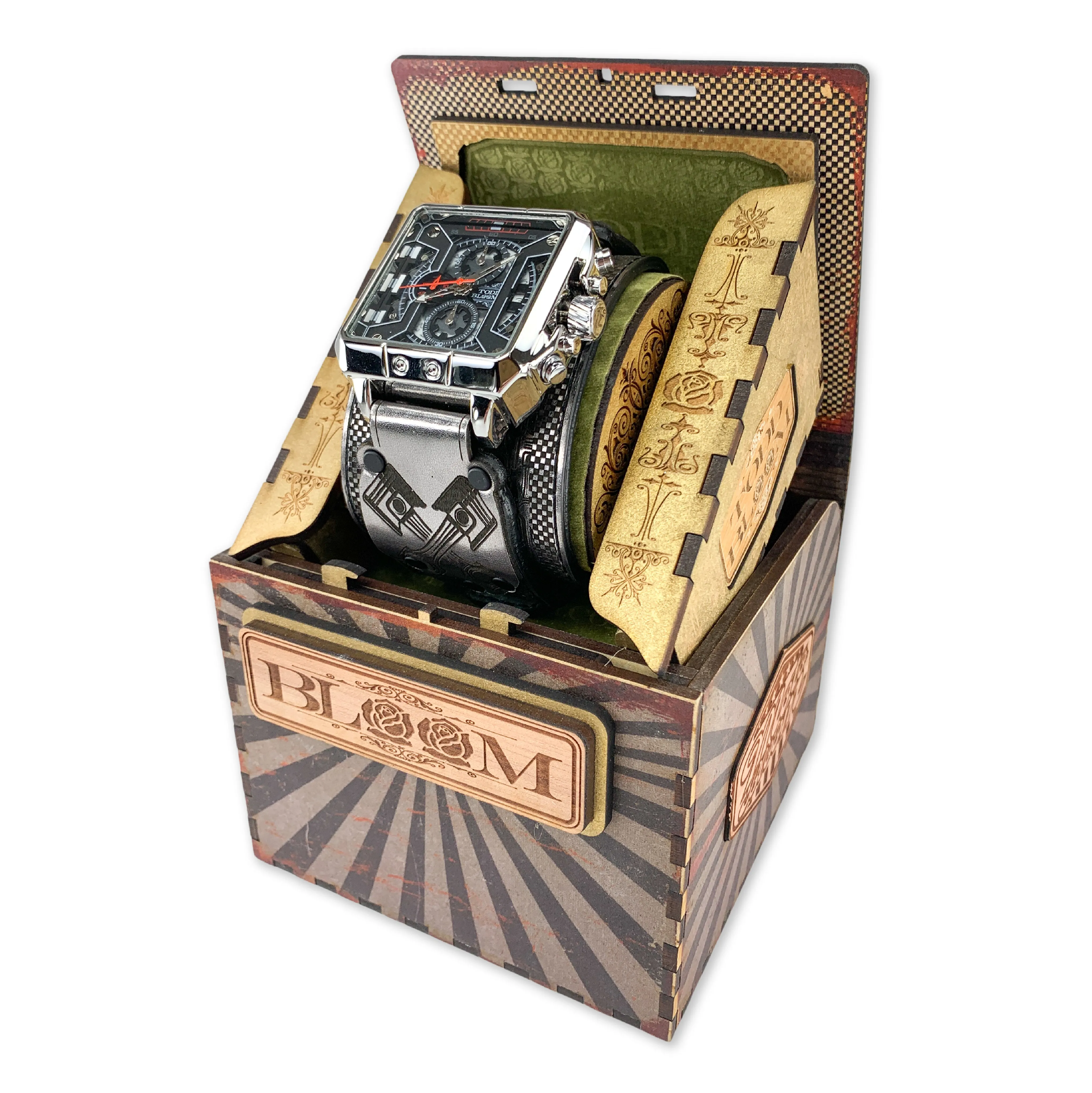 PISTON OFF IX-MENS HAND MADE-FULL GRAIN LEATHER-WATCH