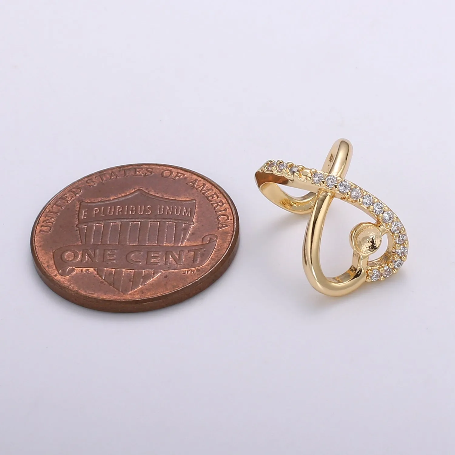 Plain Gold Zirconia Spiral Earcuff CZ Micro Pave Earring Jewelry GP-671