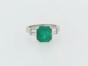PLATINUM COLOMBIAN EMERALD AND DIAMOND RING