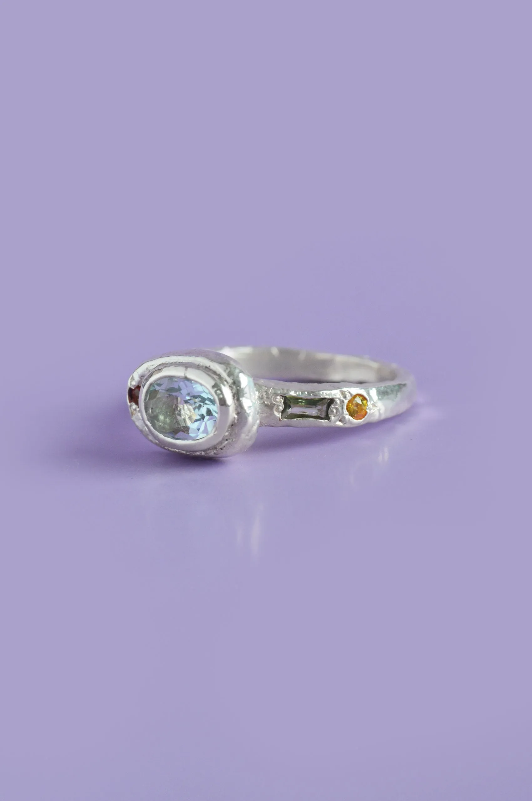 Poet Topaz, Peridot & Sapphire Silver Ring 747-3