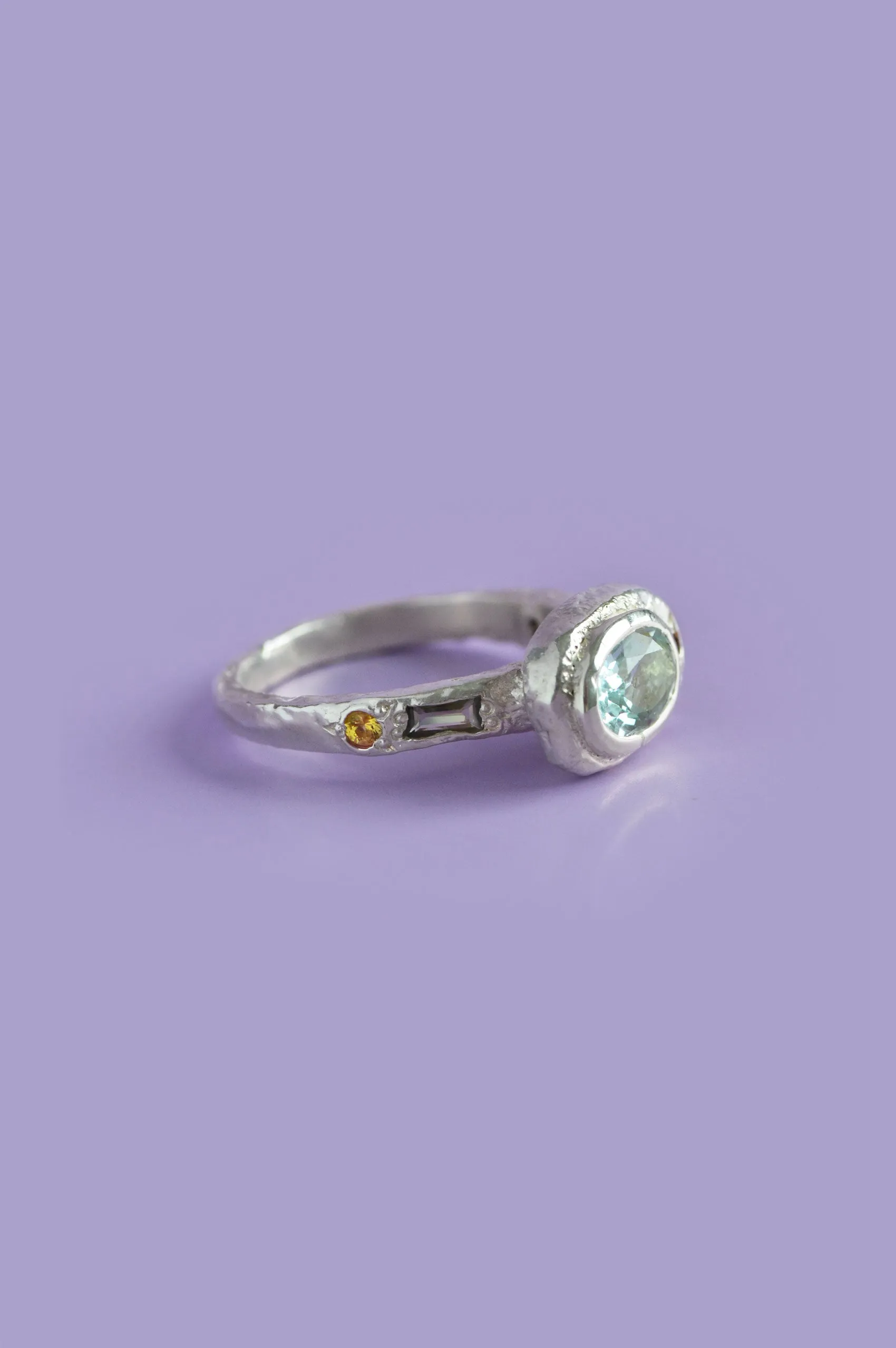 Poet Topaz, Peridot & Sapphire Silver Ring 747-3