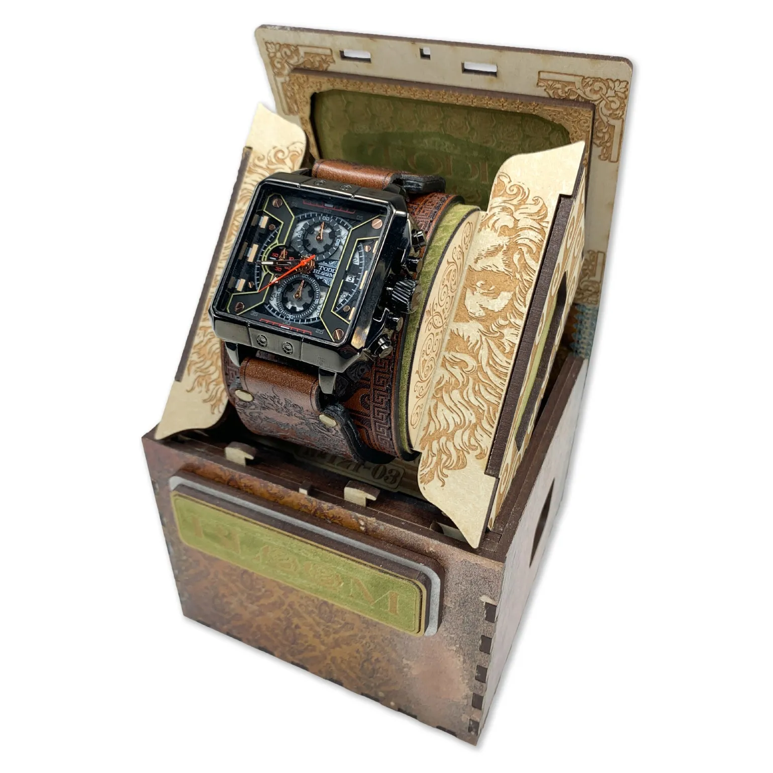 POSEIDON III-MENS HAND MADE-FULL GRAIN LEATHER-WATCH