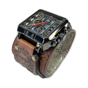 POSEIDON III-MENS HAND MADE-FULL GRAIN LEATHER-WATCH