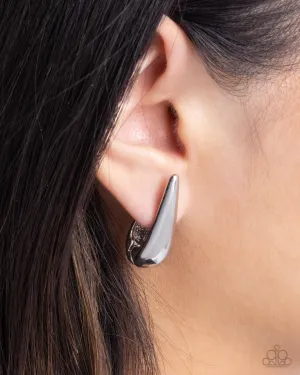 Positive Change - Silver - Teardrop Paparazzi Hinge Hoop Earrings