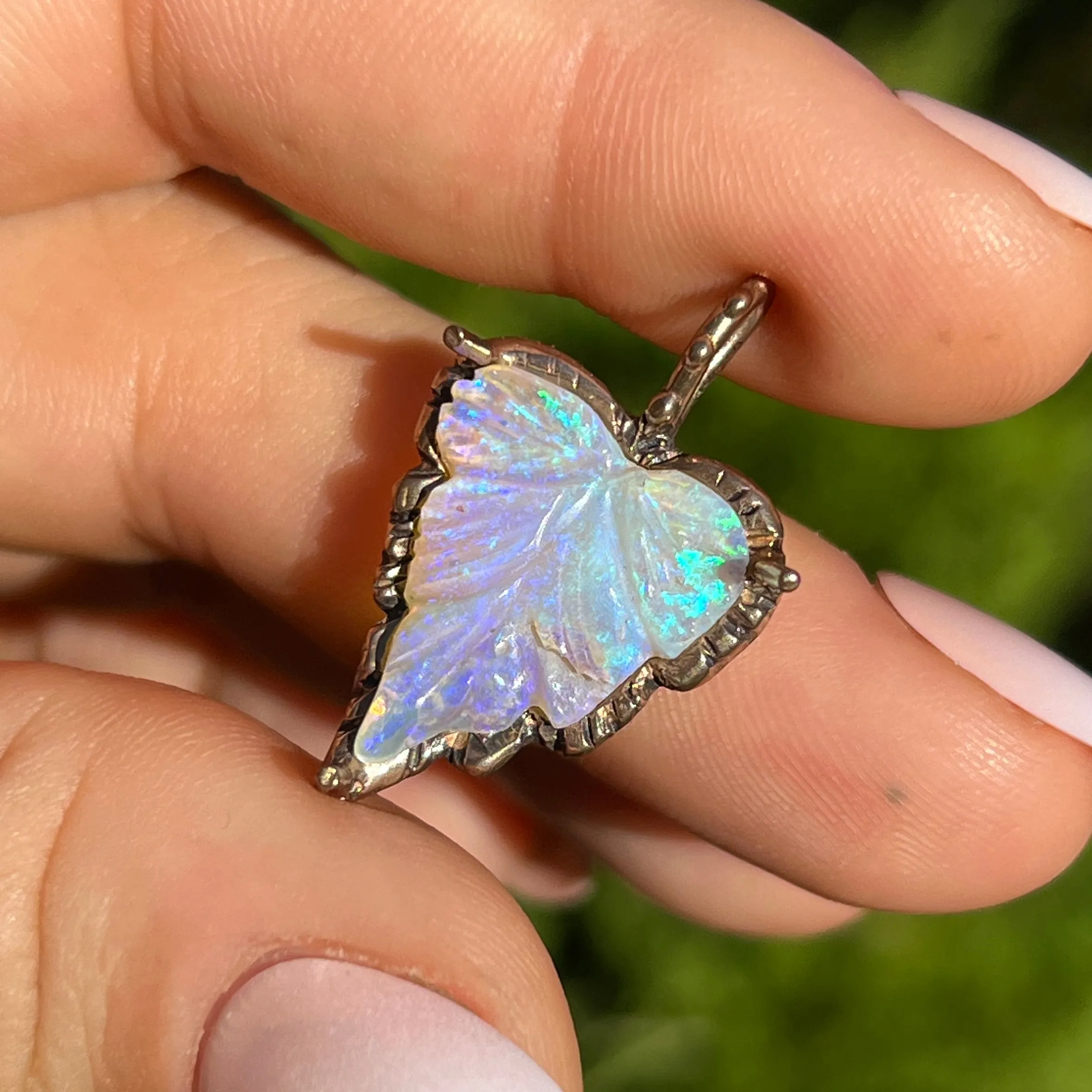 PRE-ORDER FOR JANET- Carved Opal Bronze Pendant