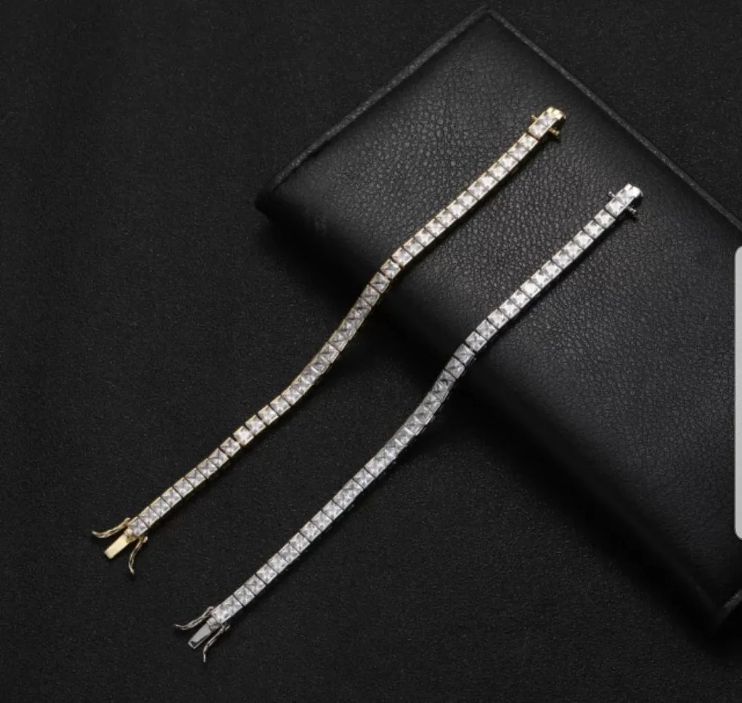 Princess Cut Square Zirconite Cubic Zirconia CZ Tennis Bracele. B602B30017