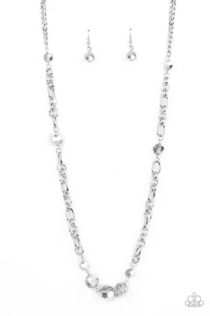 Prismatic Pick-Me-Up - Silver - Faceted Crystal Bead Paparazzi Long Necklace
