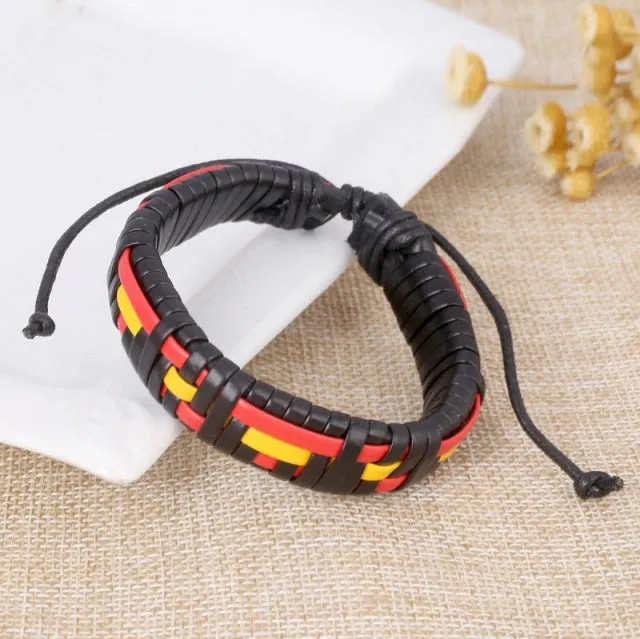 Punk Braided Leather Charm Bracelets for Men
