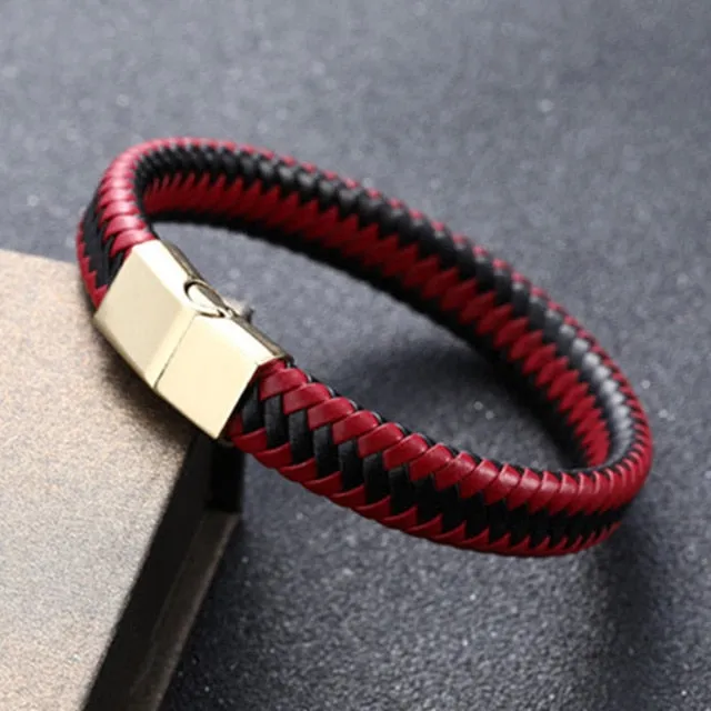 Punk Braided Leather Charm Bracelets for Men