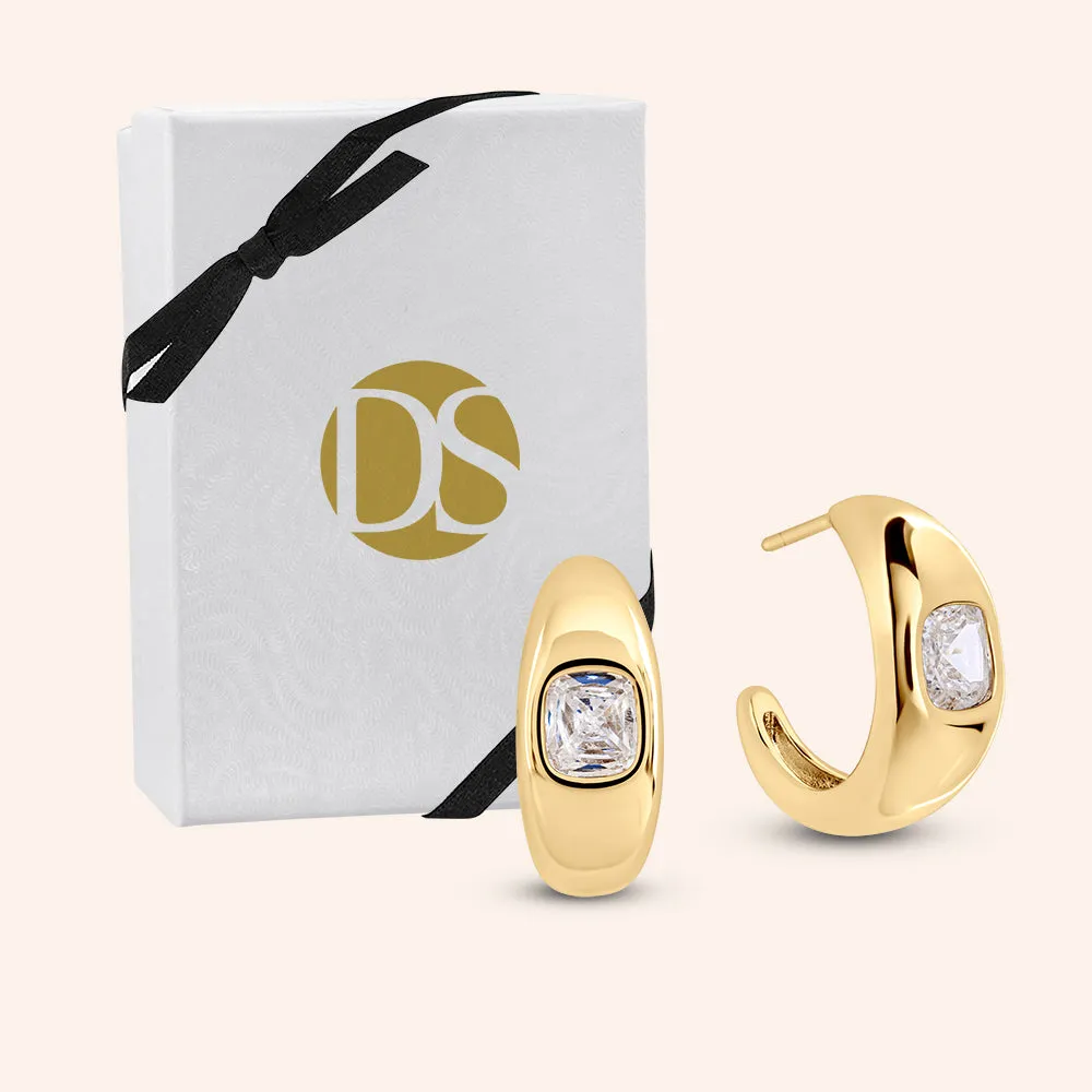 "Arya" 1.2CTW Cushion cut 0.8" Hoop Earrings