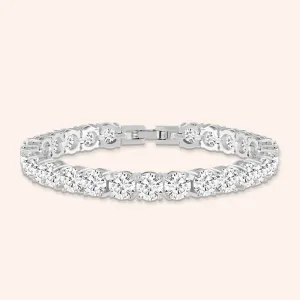 "Masterful Shine" 19CTW Round Cut Tennis Bracelet - Includes Extender - Silver