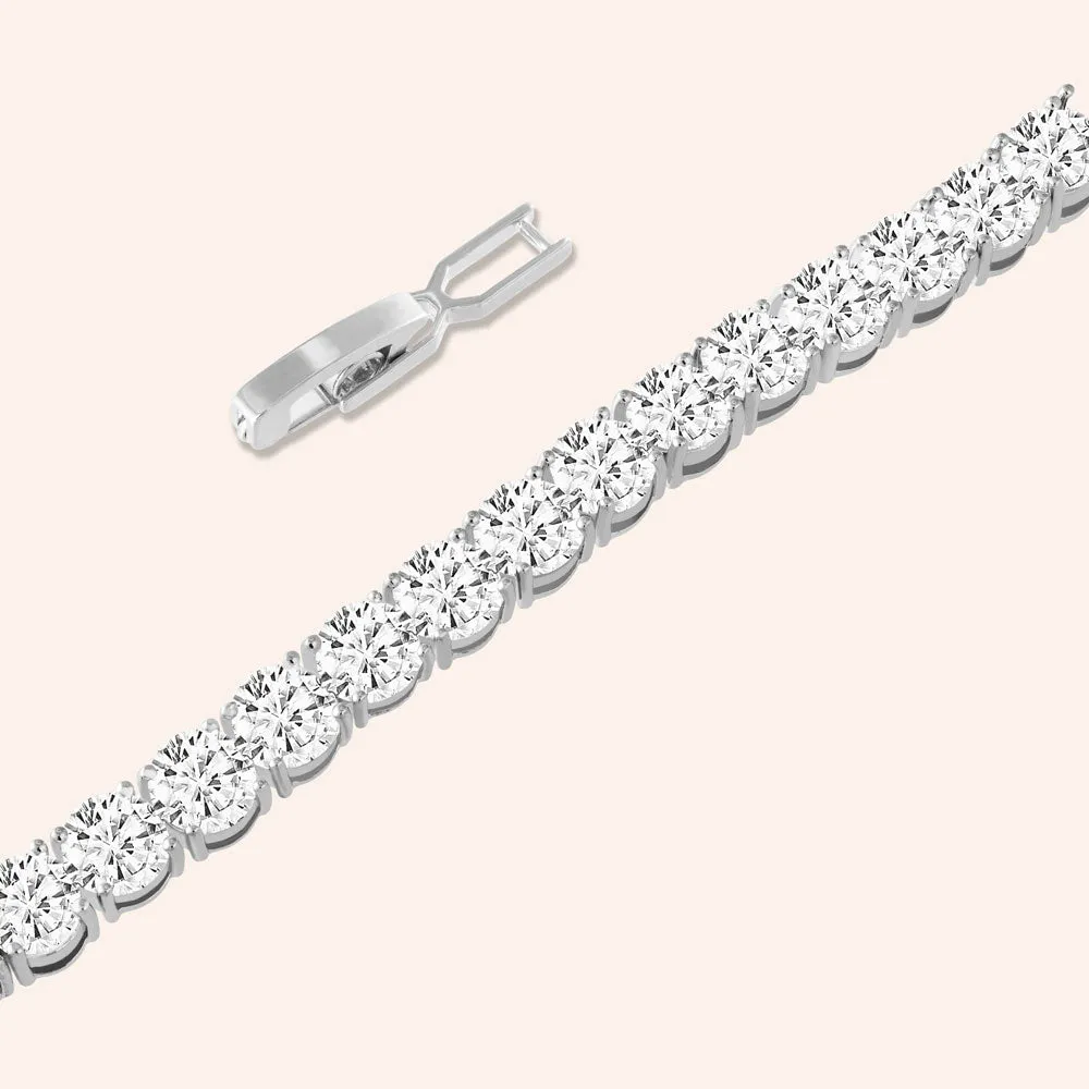 "Masterful Shine" 19CTW Round Cut Tennis Bracelet - Includes Extender - Silver