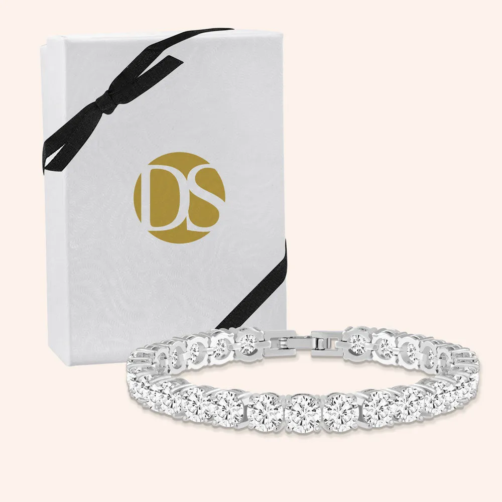 "Masterful Shine" 19CTW Round Cut Tennis Bracelet - Includes Extender - Silver