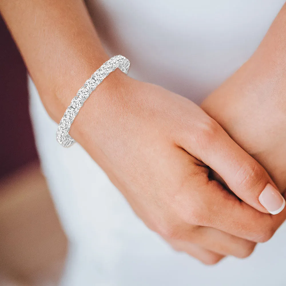 "Masterful Shine" 19CTW Round Cut Tennis Bracelet - Includes Extender - Silver