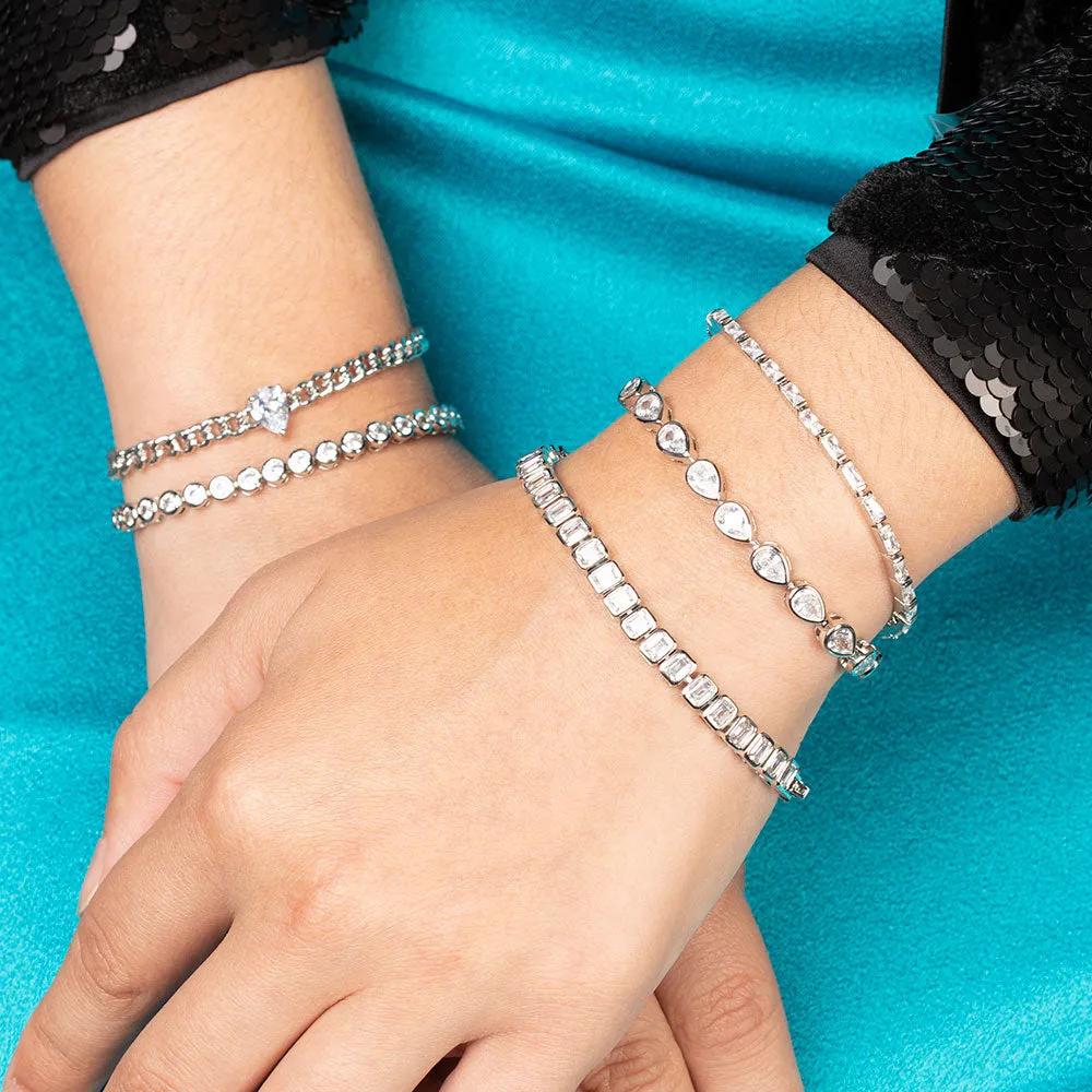 "Paloma" 7.8CTW Bezel-Set Pear Cut Tennis Bracelet - Includes Extender