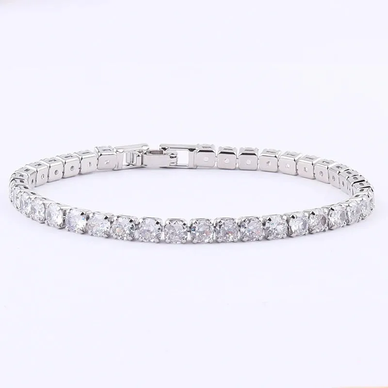 Rainbow Crystal Tennis Bracelets For Women Bracelet Set 18K Gold Silver Colorful Zirconia Femme Bridal Wedding Jewelry