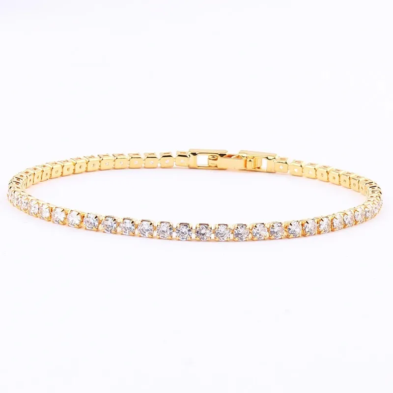 Rainbow Crystal Tennis Bracelets For Women Bracelet Set 18K Gold Silver Colorful Zirconia Femme Bridal Wedding Jewelry