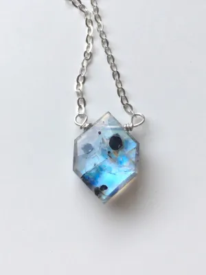 Rainbow Moonstone Crystal Pendant Necklace Sterling Silver or 14kt Gold Filled