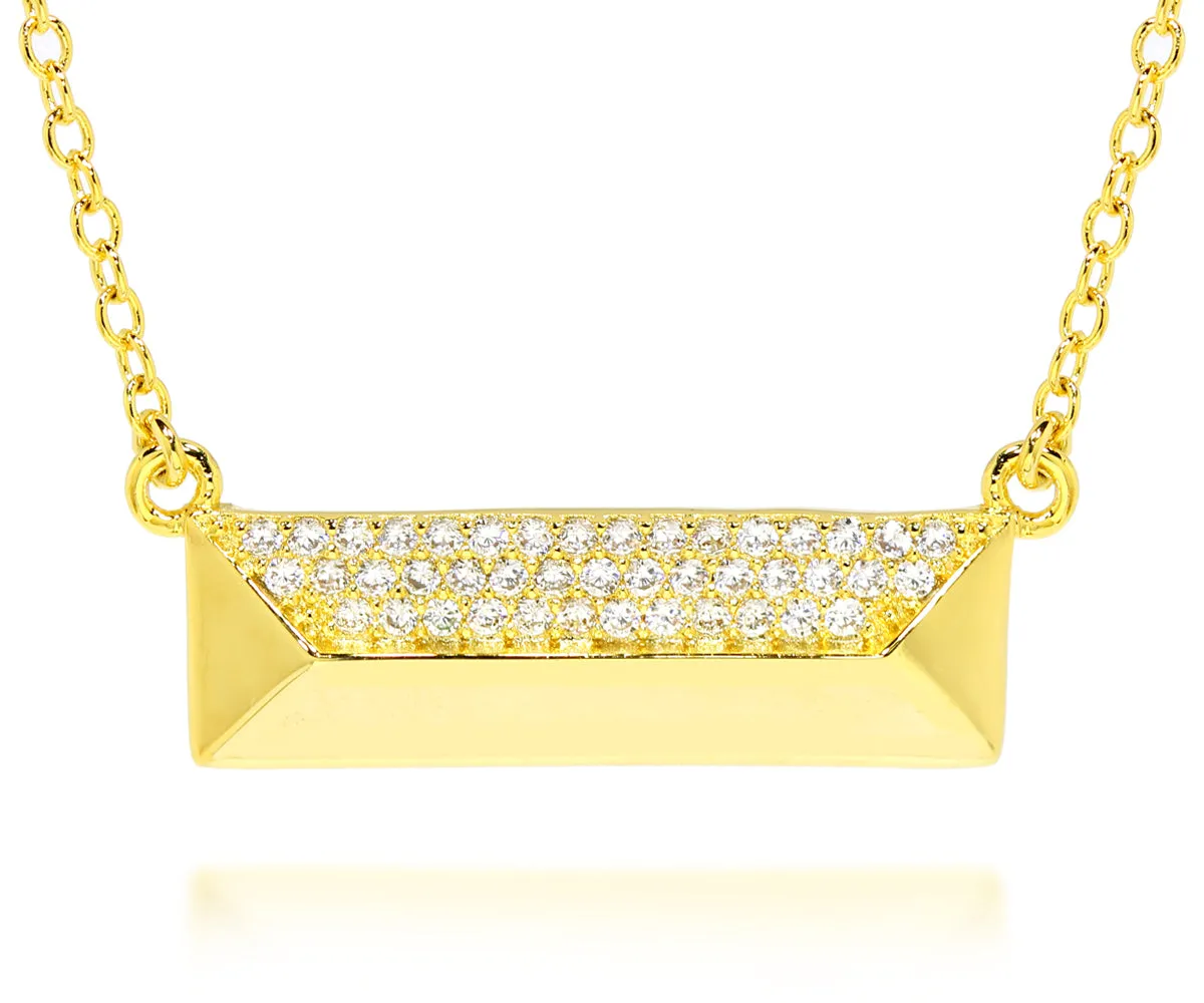 Rectangle Pavé Crystal Gold Necklace