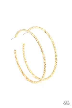 Resist the Twist - Gold - Large Paparazzi Hoop Earrings